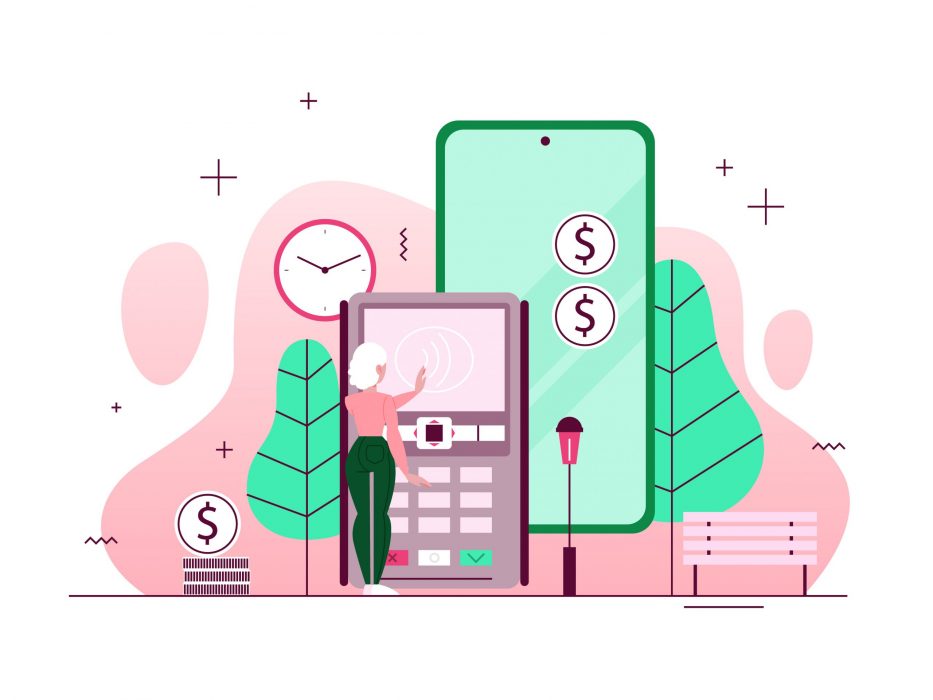 Mobile payment concept. Idea of online payment and digital transaction. Money in e-wallet. Finance service concept. Isolated flat vector illustration
